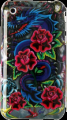 Painted Hard Plastic Case Apple iPhone 3GS Rose and Dragon