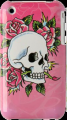 Painted Hard Plastic Case Apple iPhone 3GS Pink Skull