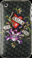 Painted Hard Plastic Case Apple iPhone 3GS Black Heart and Skull