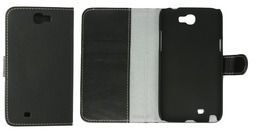 Leather Flip Case Samsung Galaxy Note 2 Black,  with Credit Card Slots  and License Window