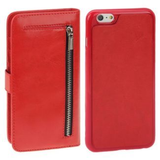 2 in 1 Separable Texture Wallet Style Flip Leather Case with Zip Pocket for iPhone 6(Red)