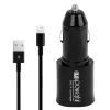USB Car Charger and Data Charge Cable, 5V, 2.1A with Apple iPad 4, Pad Mini,  iPhone 5,  Black