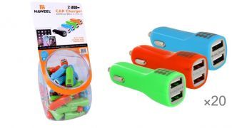 60 Pieces Mixed Colors HAWEEL 3.1A Dual USB Ports Car Charger Kit in Candy Jar