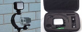 Stabilizing Handle with Portable Mini LED Light/Case/Accessories for GoPro camera.