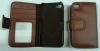 Book Style Leather Case for iPhone 4,  iPhone 4S, Brown with Credit Card Slots and License Window