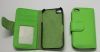 Book Style Leather Case for iPhone 4,  iPhone 4S, Green with Credit Card Slots and License Window
