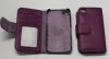 Book Style Leather Case for iPhone 4,  iPhone 4S, Purple with Credit Card Slots and License Window