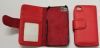 Book Style Leather Case for iPhone 4,  iPhone 4S, Red with Credit Card Slots and License Window