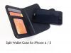 Premium Leather Split Magentic Wallet Apple Iphone4/5,  Black,  with License Window