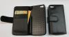 Book Style Leather Case for iPhone 5/5S,  Black with Credit Card Slots