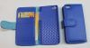 Book Style Leather Case for iPhone 5/5S,  Blue with Credit Card Slots