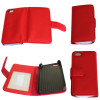 Book Style Leather Case for iPhone 5C, Red with Credit Card Slots and License Window