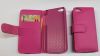 Book Style Leather Case for iPhone 5/5S,  Pink with Credit Card Slots