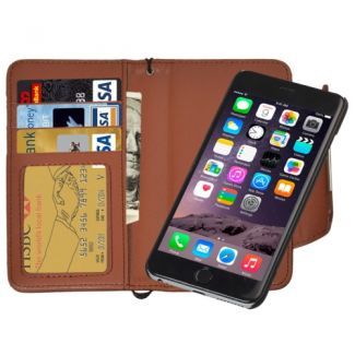2 in 1 Separable Wallet Style Magnetic Flip PU Leather Case with Lanyard for iPhone 6(Brown)