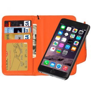 2 in 1 Separable Wallet Style Magnetic Flip PU Leather Case with Lanyard for iPhone 6(Orange)