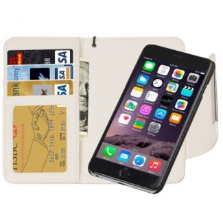 2 in 1 Separable Wallet Style Magnetic Flip PU Leather Case with Lanyard for iPhone 6(White)