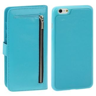 2 in 1 Separable Texture Wallet Style Flip Leather Case with Zip Pocket for iPhone 6(Blue)