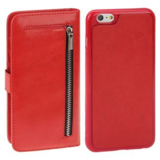 2 in 1 Separable Texture Wallet Style Flip Leather Case with Zip Pocket for iPhone 6(Red)