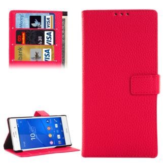 Leather Flip Book Case Sony Xperia  Z3,  Red