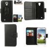 Leather Book Style Flip Case Samsung Galaxy S4,  i9500,  Black,  with Belt Clip and Credit Card Slots