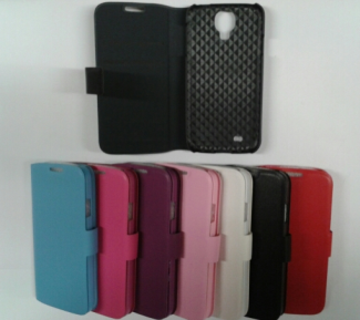 Leather Book Style Flip Case Samsung Galaxy S4,  i9500,  Dark Pink,  with Credit Card Slots