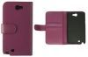 Leather Flip Book Case Samsung Galaxy Note 2 Purple,  with Credit Card Slots and License Window