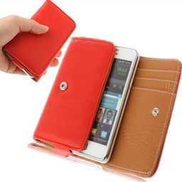 Wallet Style Leather Case Red with Credit Card Slots and Note Holder,  125mm x 75 x 12mm  for iPhone 4, 4S,  Samsung Galaxy S 2 ,  Galaxy Gio,  Galaxy Y and others